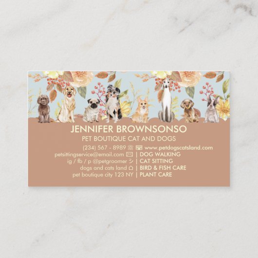 春の花水彩犬 名刺 (裏面)