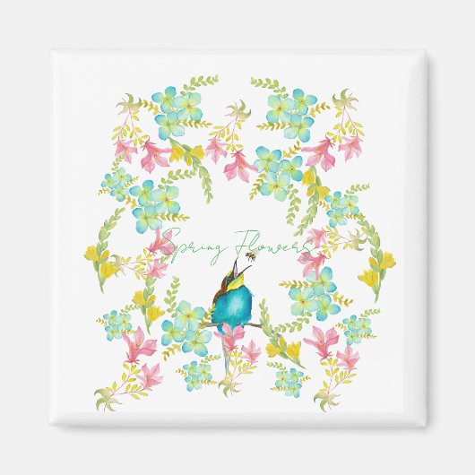 春の花水彩 マグネット (正面)