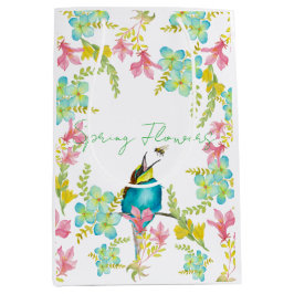 春の花水彩 ミディアムペーパーバッグ