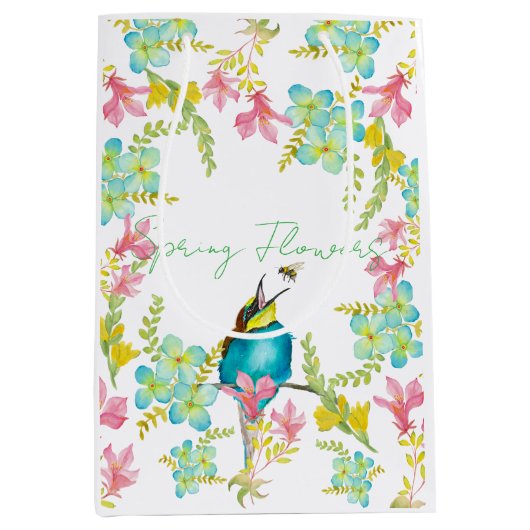 春の花水彩 ミディアムペーパーバッグ (正面)