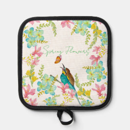 春の花水彩 鍋敷き