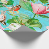 春の花牡丹と昆虫模様 ラッピングペーパー (角)