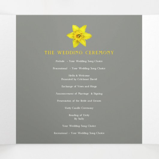 春の花結婚ダフォジル黄灰色 三つ折りプログラム (内部中)