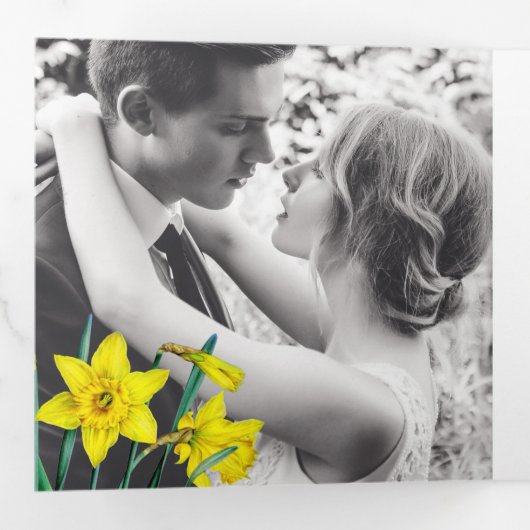 春の花結婚ダフォジル黄灰色 三つ折りプログラム (内部最初)