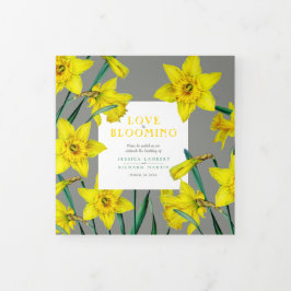 春の花結婚ダフォジル黄灰色 三つ折りプログラム