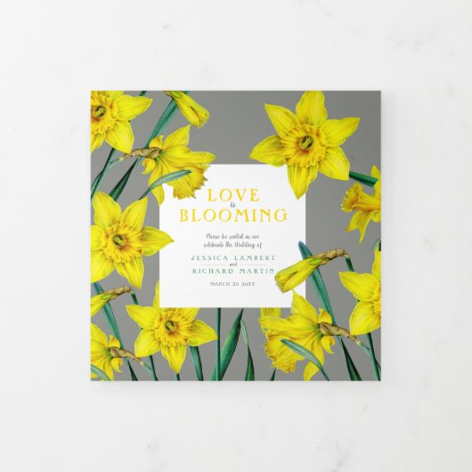 春の花結婚ダフォジル黄灰色 三つ折りプログラム (カバー)