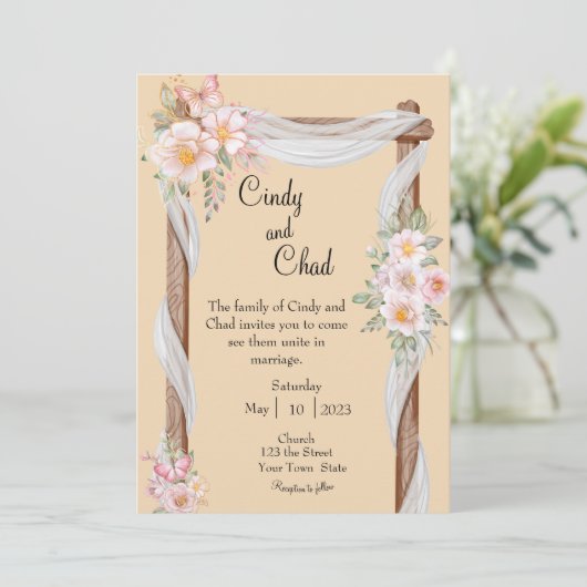 春の花結婚式招待状 招待状 (スタンド正面)