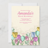 春の花縁どフォト誕生日 招待状 (裏面)