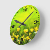 春の花背景 ラウンド壁時計 (傾斜)