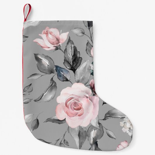 春の花葉手描き スモールクリスマスストッキング (正面)