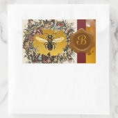 春の花蜂蜜蜂の養蜂家ブラウンワックスシール 長方形シール (バッグ)