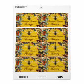 春の花蜂蜜蜂、養蜂家 ラベル (フルシート)