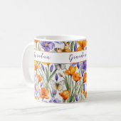 春の花蝶パタかわいらしーンおばあちゃん コーヒーマグカップ (正面左)