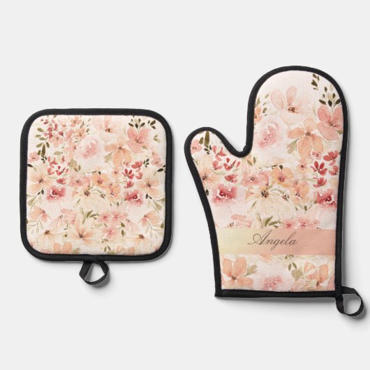 春の花開く 鍋つかみ&鍋敷きセット (正面)