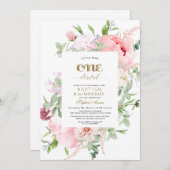 春の花開花ファースト誕生日&バプテスマ 招待状 (正面/裏面)