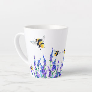 春の花飛んでいると蜂絵画の群 カフェラテマグ