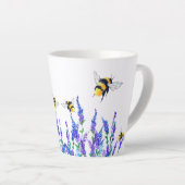 春の花飛んでいると蜂絵画の群 カフェラテマグ (右アングル)