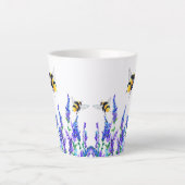 春の花飛んでいると蜂絵画の群 カフェラテマグ (正面)