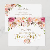 春の花飾り　あなたは私のフラワーガールになってくれる？カード 招待状 (正面/裏面)