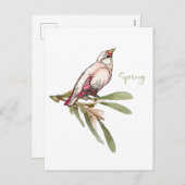 春の花鳥。雪だるま。 シーズンポストカード (正面/裏面)