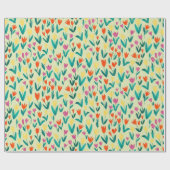 春の花黄色民芸花柄 ラッピングペーパー (フラット)