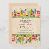 春の花50th誕生日ピクニックパーティー 招待状 (正面/裏面)