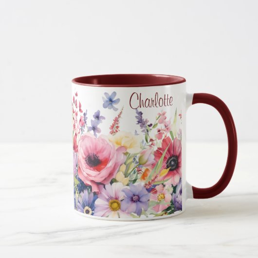 春の花 お名前入りギフト コーヒー マグカップ (右)