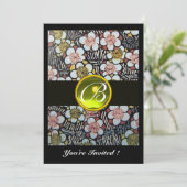 春の花 はいく ターコイズのモノグラム 招待状 (スタンド正面)