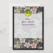 春の花 はいく ターコイズのモノグラム 招待状 (裏面)