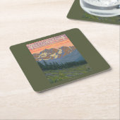 春の花-イエローストーン国立公園 スクエアペーパーコースター (アングル)