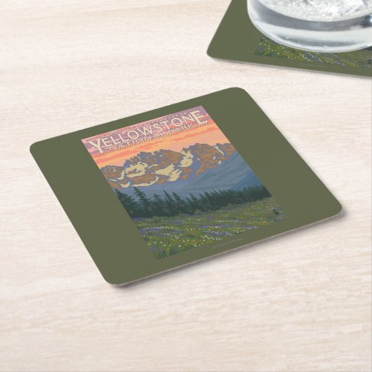 春の花-イエローストーン国立公園 スクエアペーパーコースター (アングル)