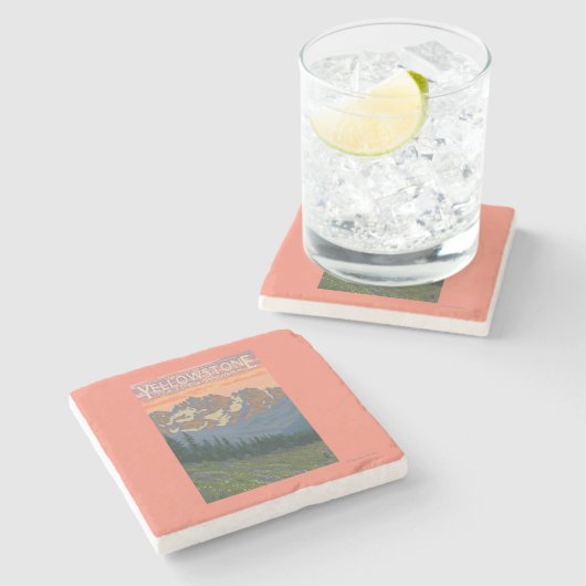 春の花-イエローストーン国立公園 ストーンコースター (横)