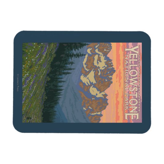 春の花-イエローストーン国立公園 マグネット (横)