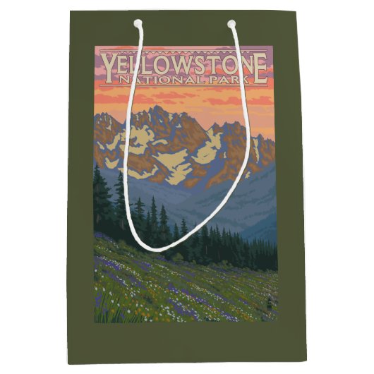 春の花-イエローストーン国立公園 ミディアムペーパーバッグ (正面)