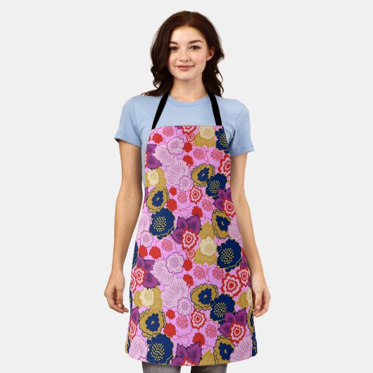 春の花 エプロン (着用した状態)