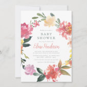 春の花 | & エレガントシンプル女の子の赤ちゃん 招待状 (正面)