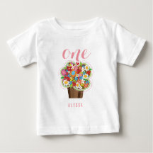 春の花 カップケーキ ガール 1歳の誕生日パーティー