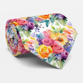 春の花 カラフル レインボー 水彩 花 ネクタイ (ロール)