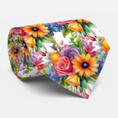 春の花 カラフル レインボー 水彩 花 ネクタイ (ロール)