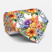春の花 カラフル レインボー 水彩 花 ネクタイ (ロール)