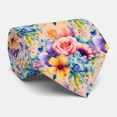 春の花 カラフル レインボー 水彩 花 ネクタイ (ロール)