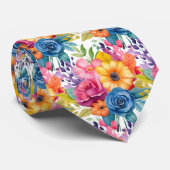 春の花 カラフル レインボー 水彩 花 ネクタイ (ロール)