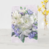 春の花。クロッカスとワスレナグサのカード カード (黄色い花)