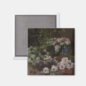 春の花 – クロードモネフランスの油絵 マグネット (正面/裏面)