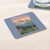 春の花-グレーシャー国立公園、MT スクエアペーパーコースター (アングル)