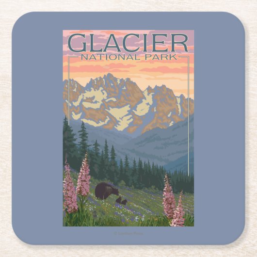 春の花-グレーシャー国立公園、MT スクエアペーパーコースター (正面)