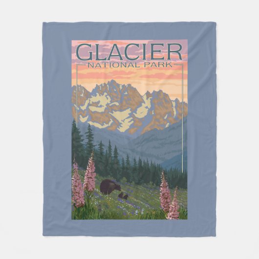 春の花-グレーシャー国立公園、MT フリースブランケット (正面)