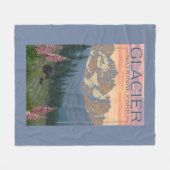 春の花-グレーシャー国立公園、MT フリースブランケット (正面(横))