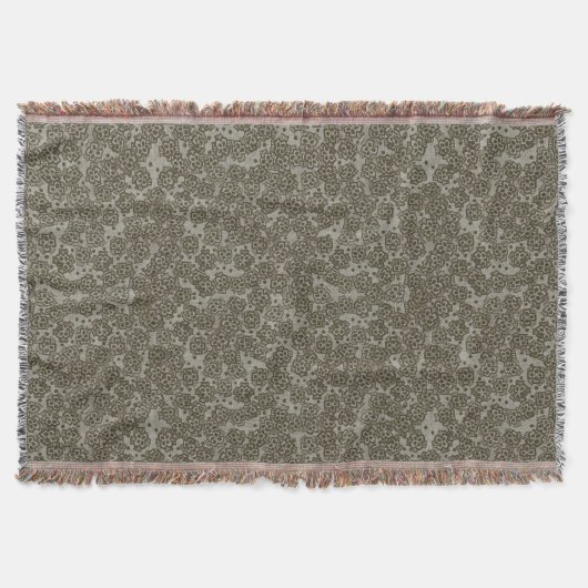 春の花、グレースケール、花のパターン スローブランケット (正面)