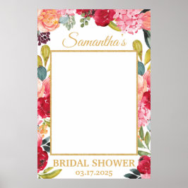 春の花 コーラル ピーチ バーガンディー フォト プロップ ポスター